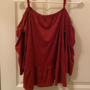 Off the shoulder velvet top.